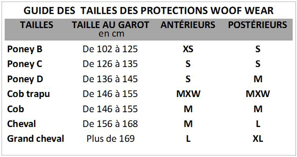 Guide des tailles Woof Wear